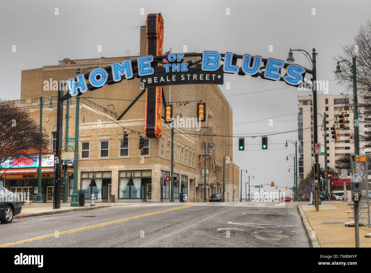 Home of the Blues sign on Beale St. in Memphis, Tennessee. Beale Street