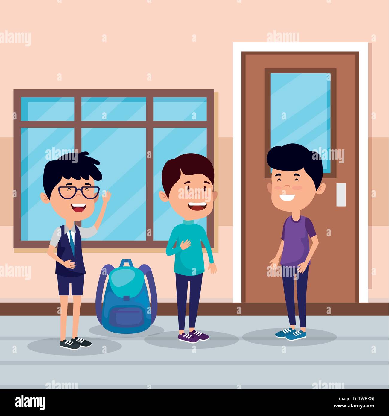 little students boys in the school scene Stock Vector Image & Art - Alamy