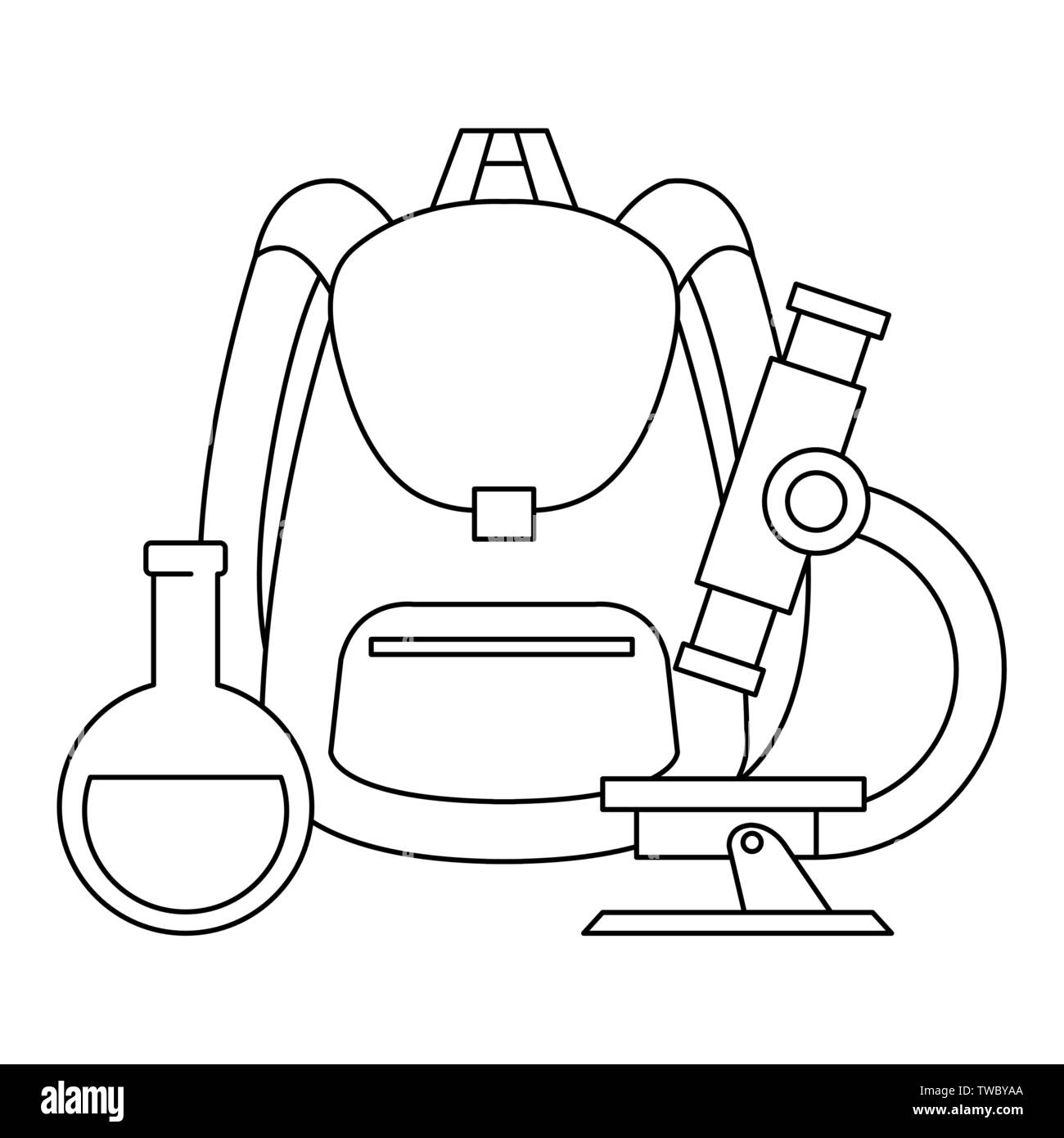 school bag supply with microscope and tube test Stock Vector Image ...