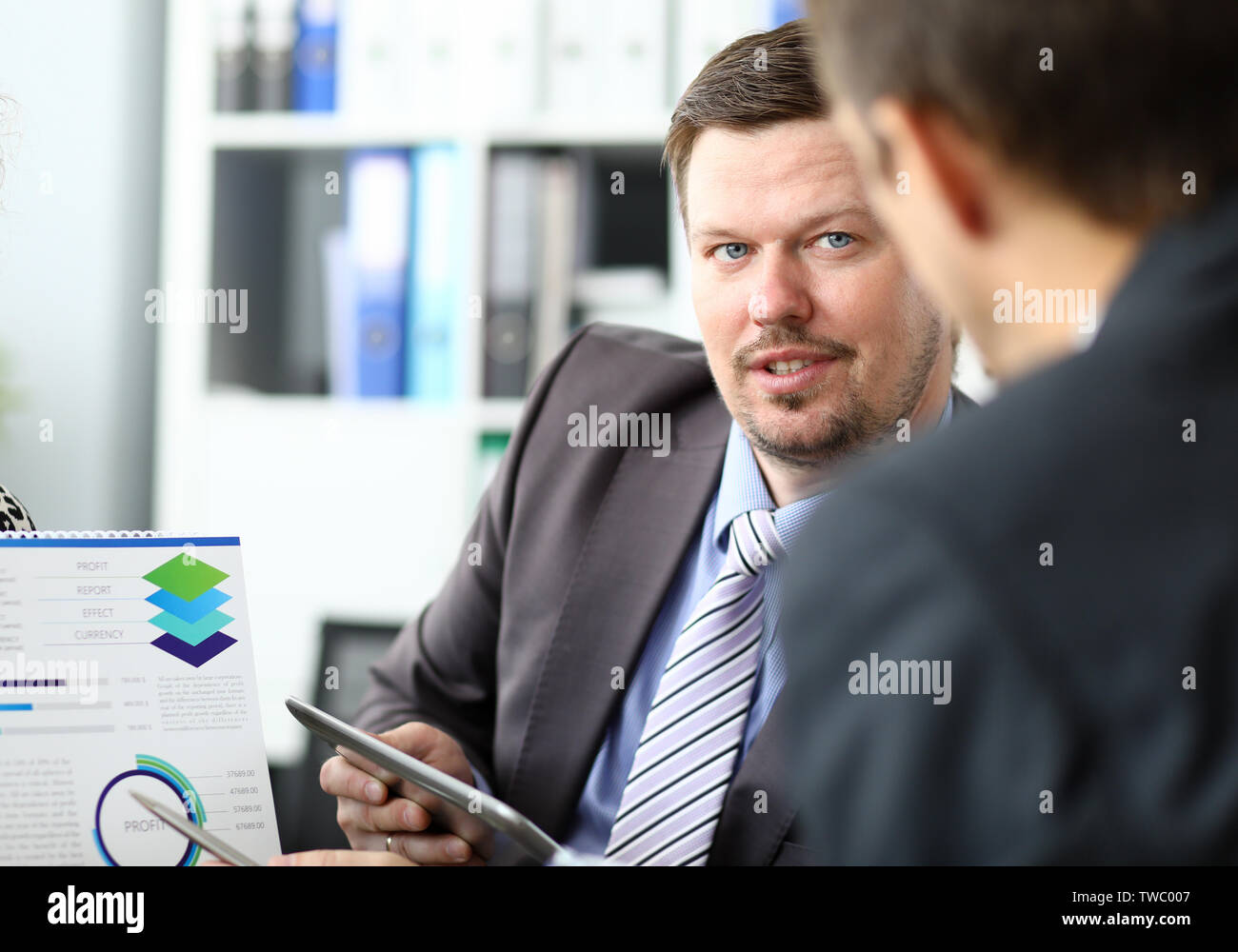 Two businessman one on one meeting Stock Photo