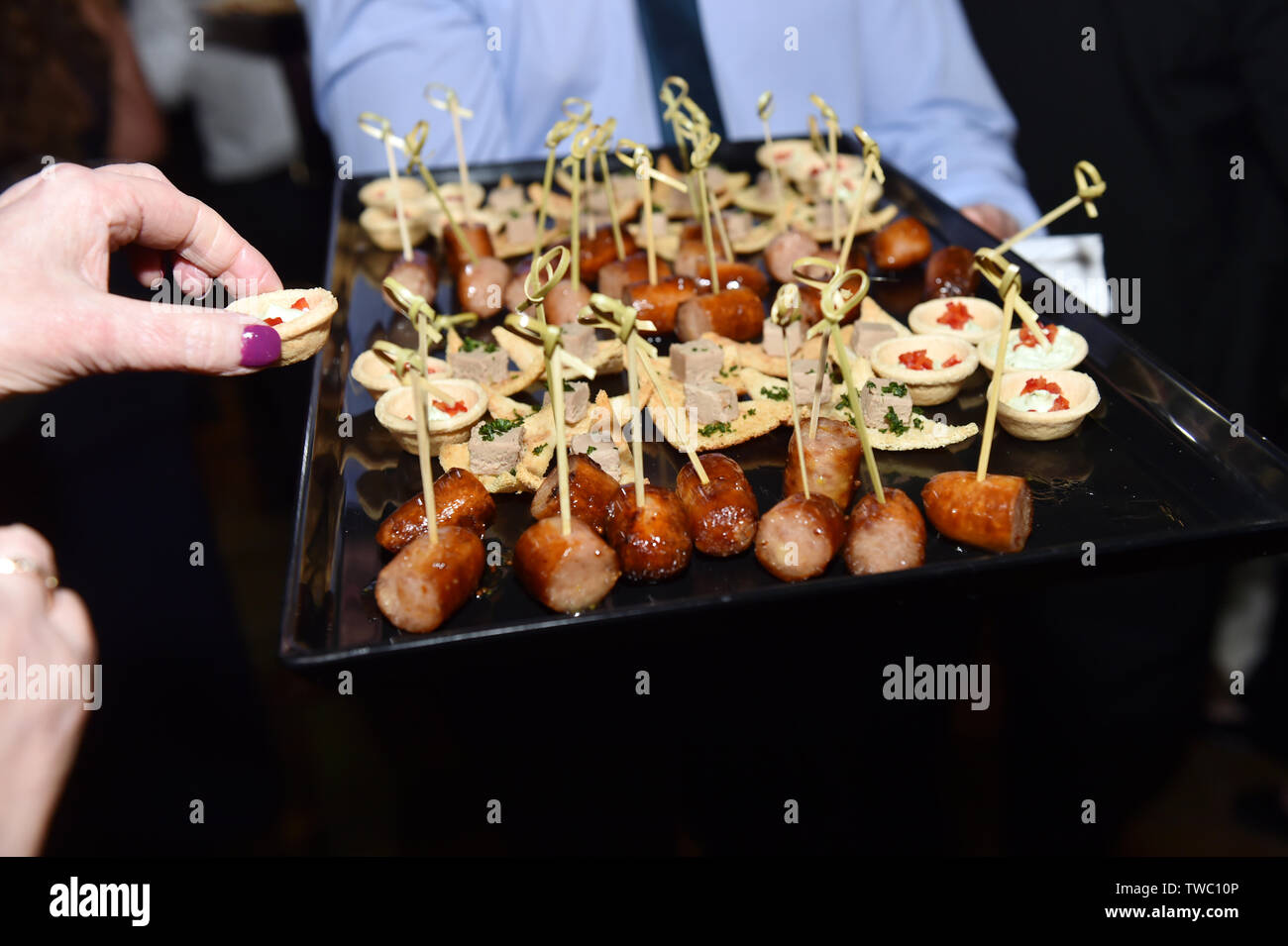 Finger food canapes at a wedding Stock Photo