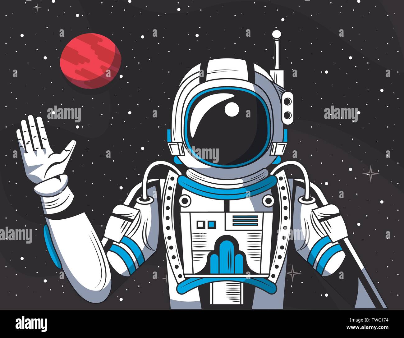 Astronaut In The Space Drawing Cartoon Stock Vector Image Art Alamy