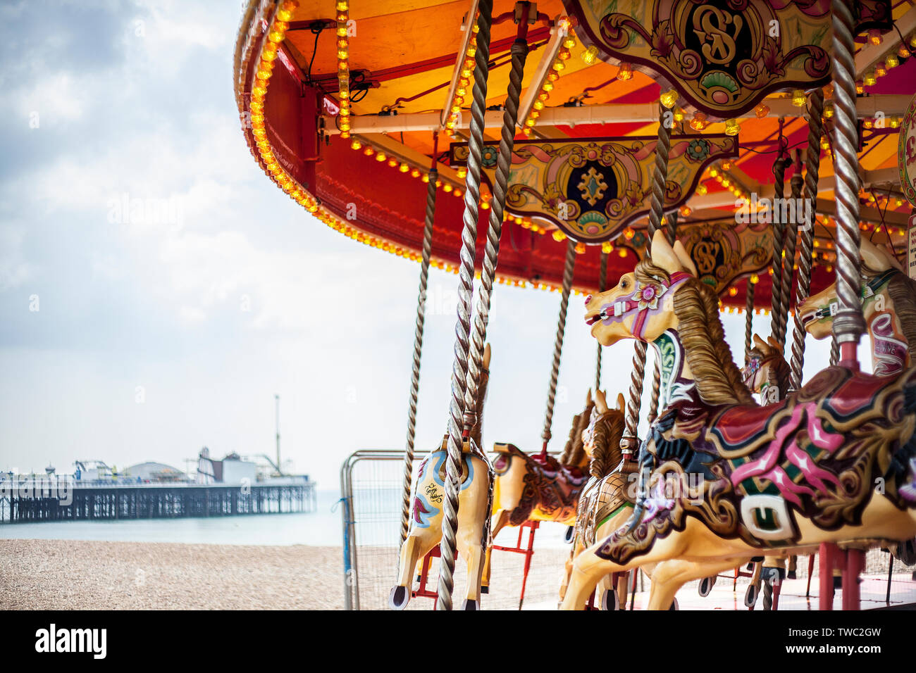 brighton sea front scene English seaside Stock Photo