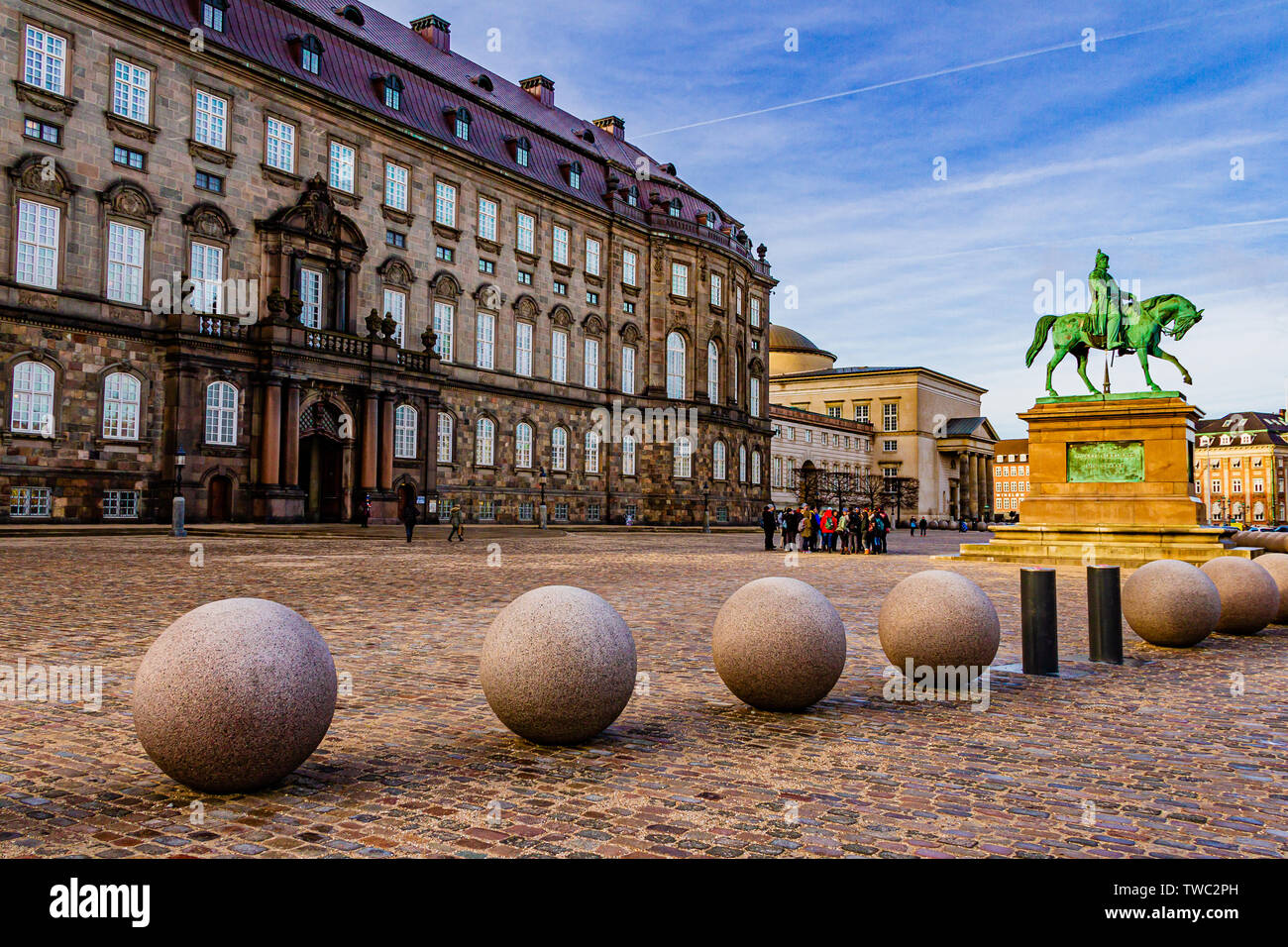 Christiansborg Palace, the seat of the Danish Parliament, in central Copenhagen, Denmark. January 2019. Stock Photo
