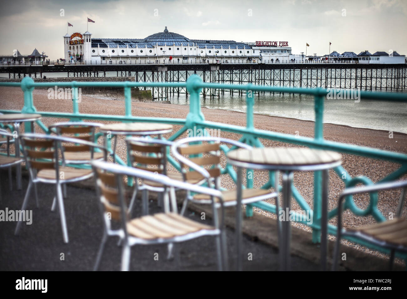 brighton sea front scene English seaside Stock Photo