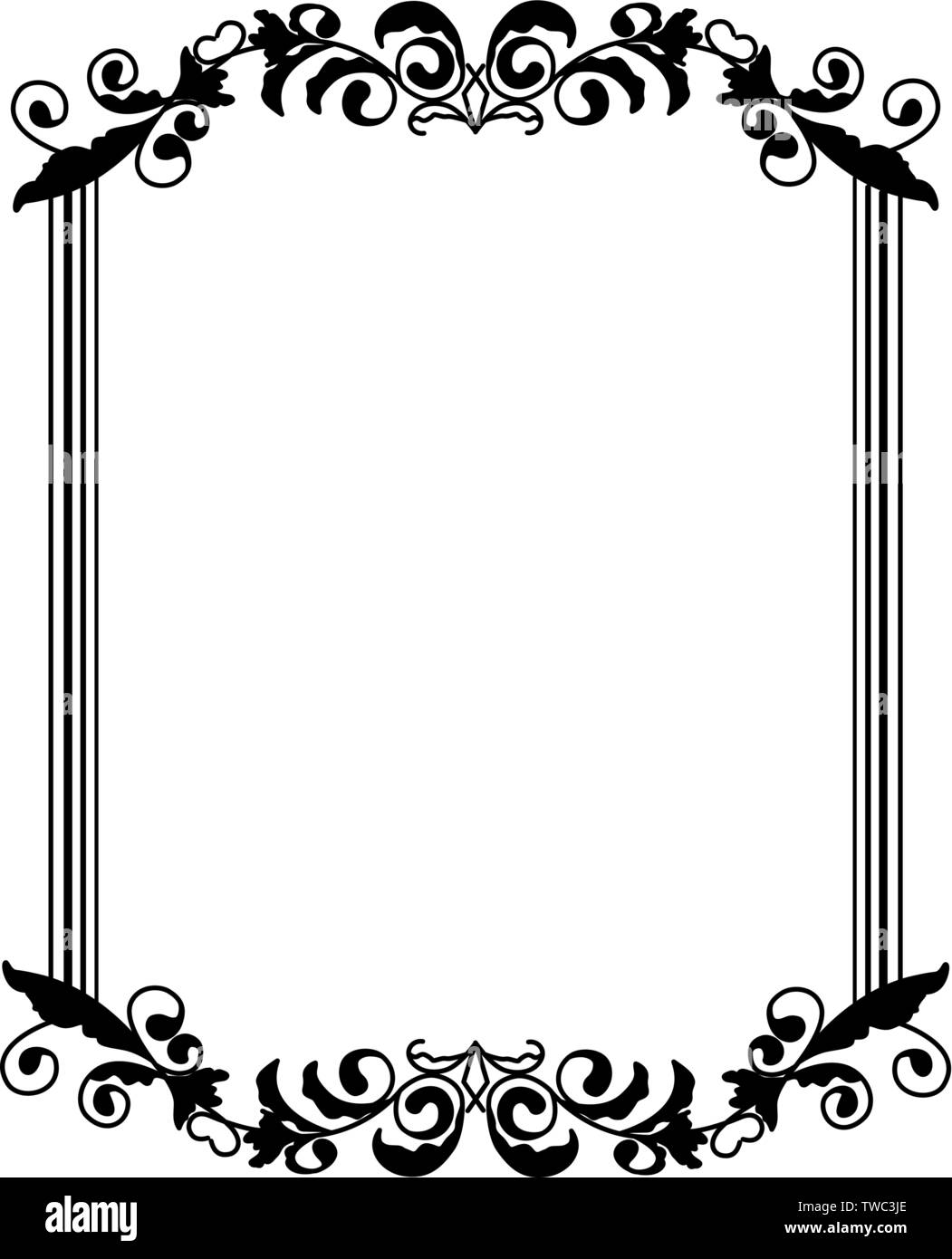 Vector vintage border frame engraving with retro ornament Stock Vector