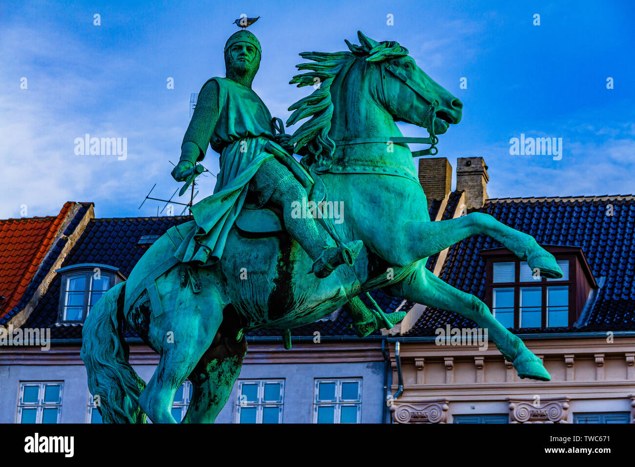 Statue of Bishop Absalon, the legendary 12th century founder of the ...