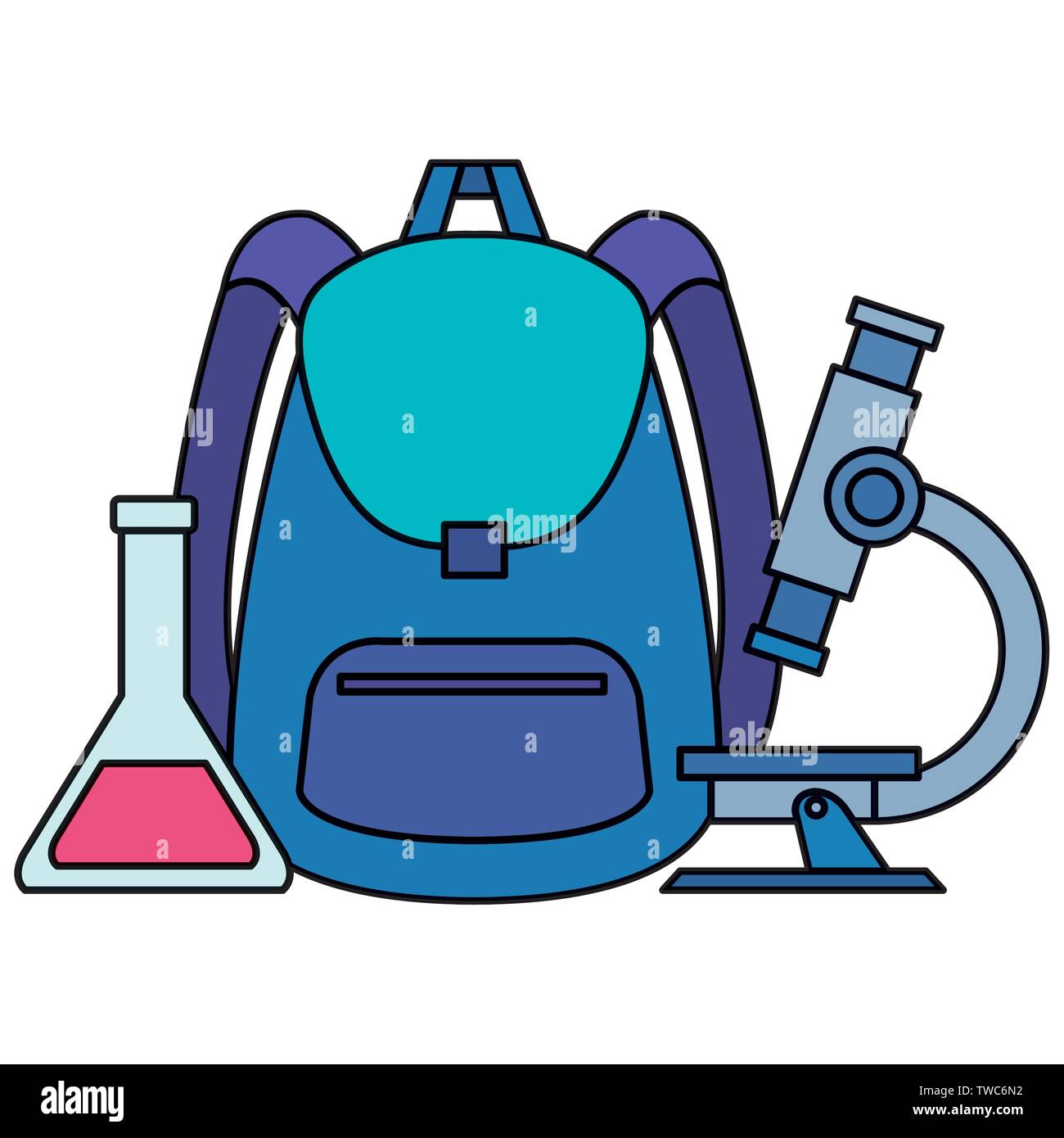 school bag supply with microscope and tube test Stock Vector Image ...