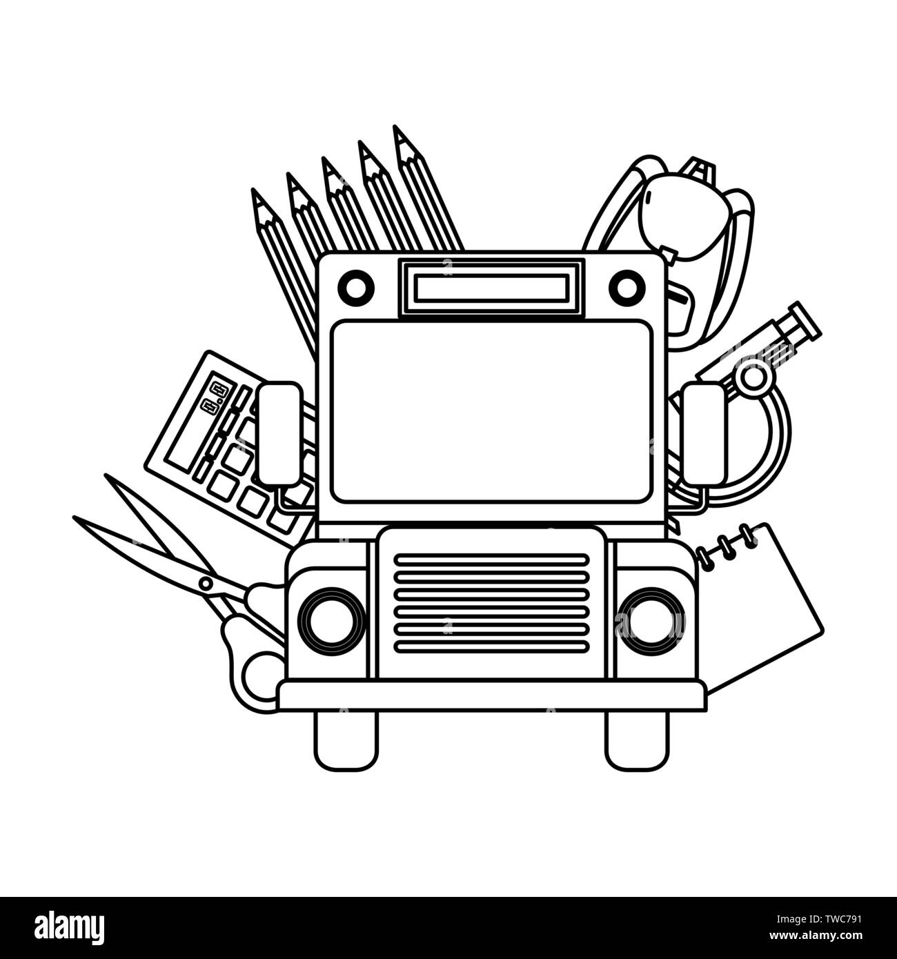 Bus detailed illustration Black and White Stock Photos & Images - Alamy