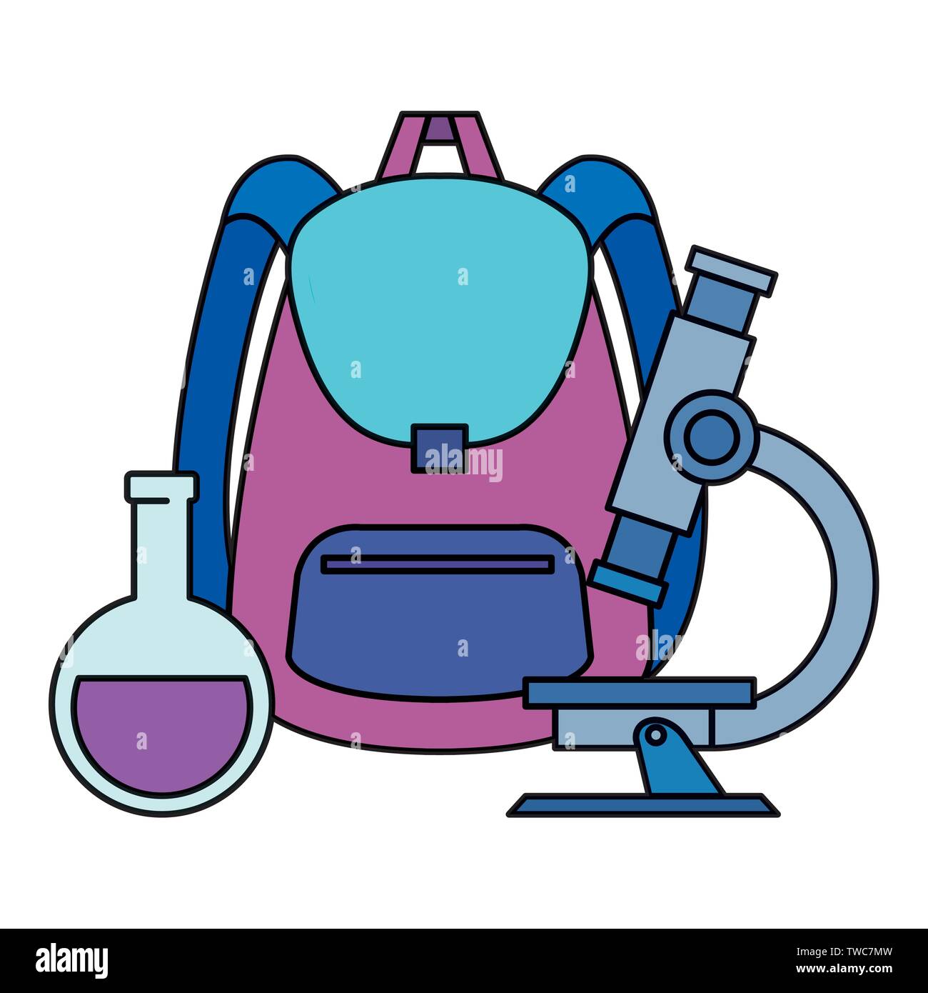 school bag supply with microscope and tube test Stock Vector Image ...