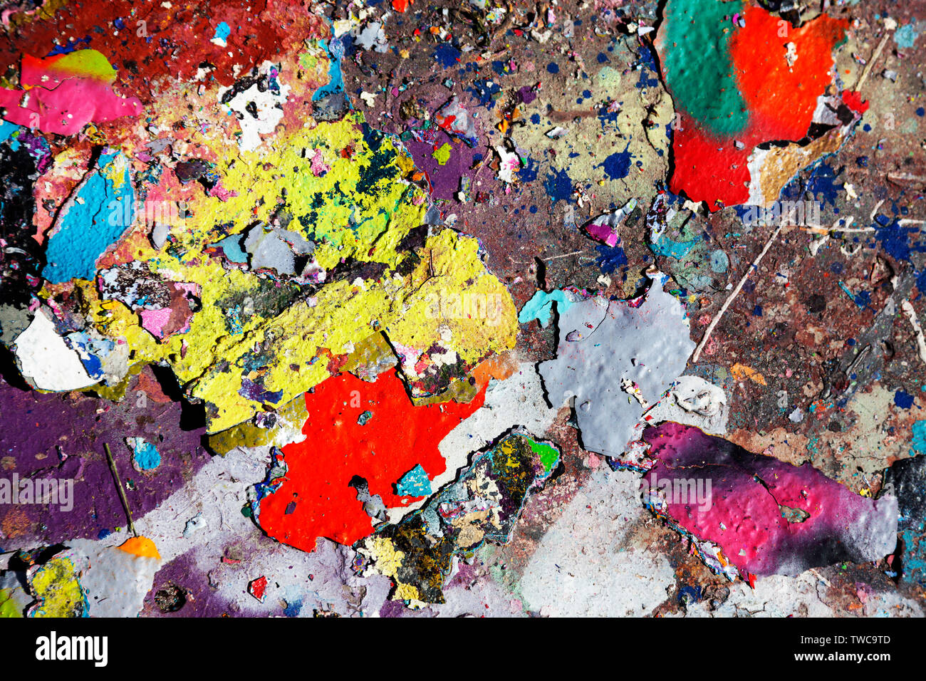old color flakes falling to the ground Stock Photo