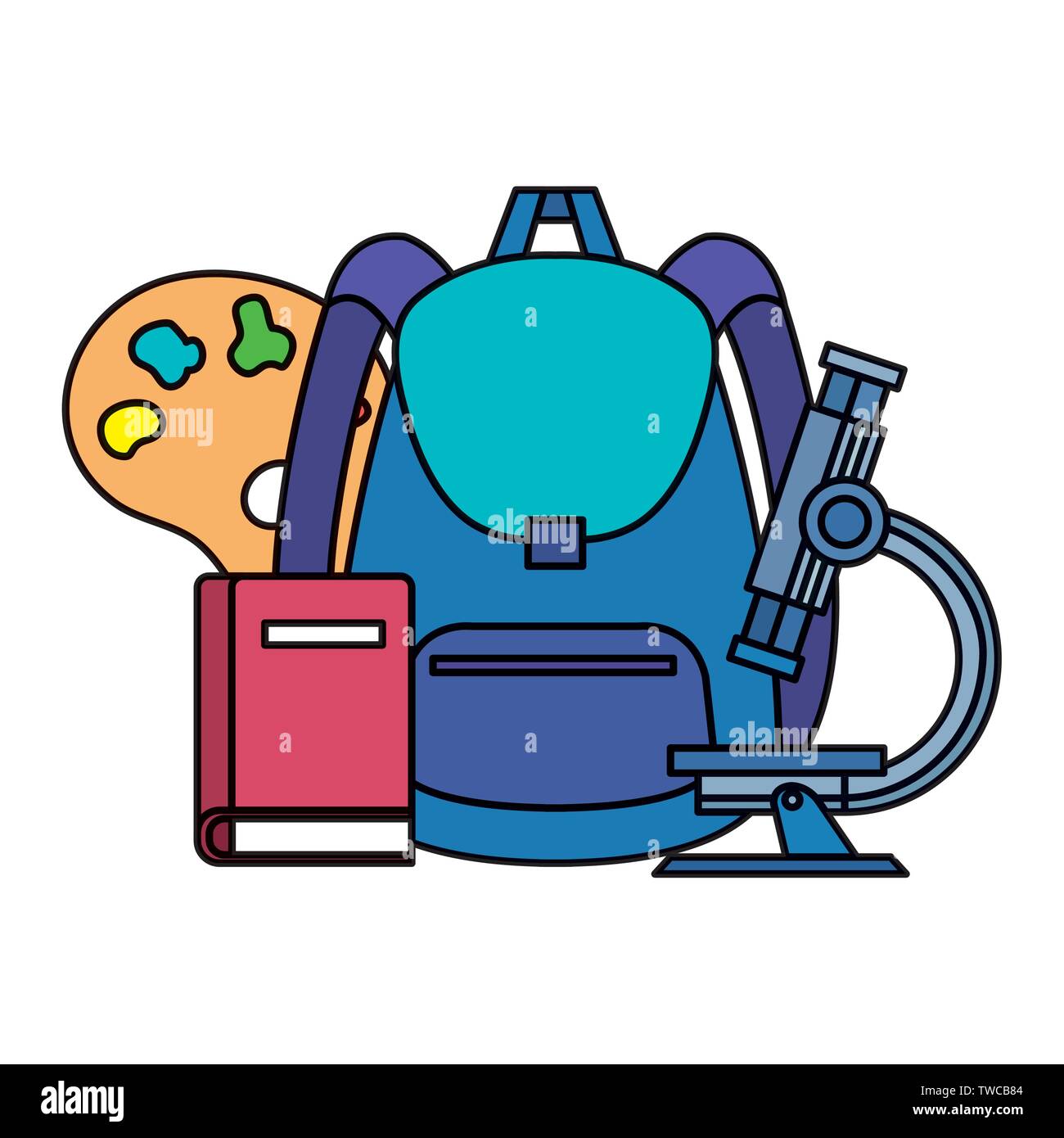 school bag with pallette and microscope Stock Vector Image & Art - Alamy