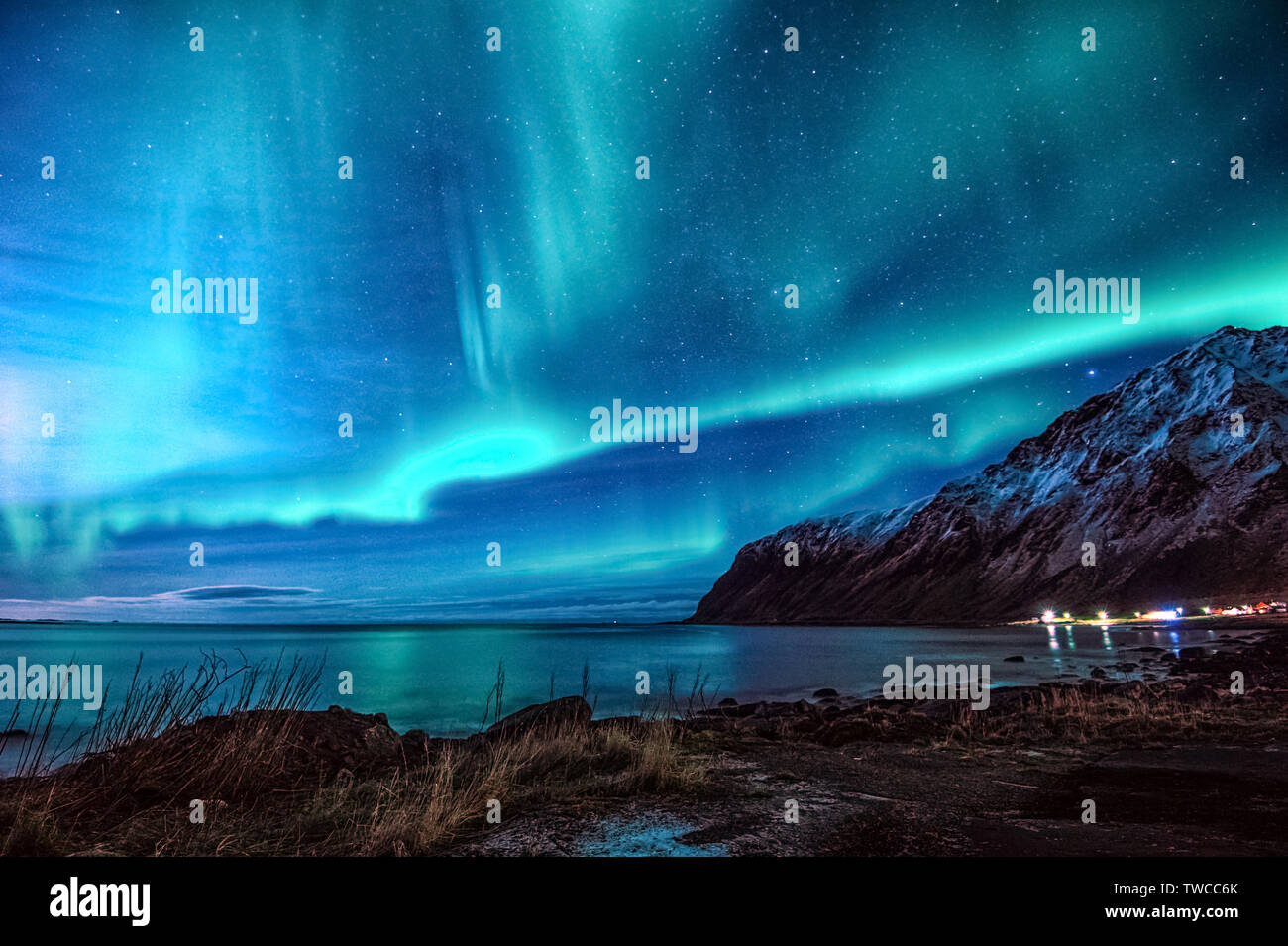 northern-lights-activity-in-lofoten-islands-stock-photo-alamy