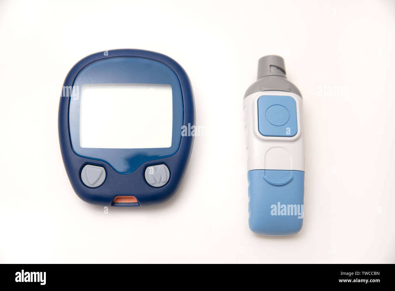 Diabetes set with lancet. Blood sugar measurement kit Stock