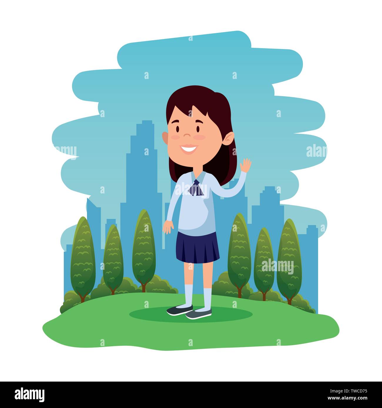 happy student girl in the field Stock Vector Image & Art - Alamy