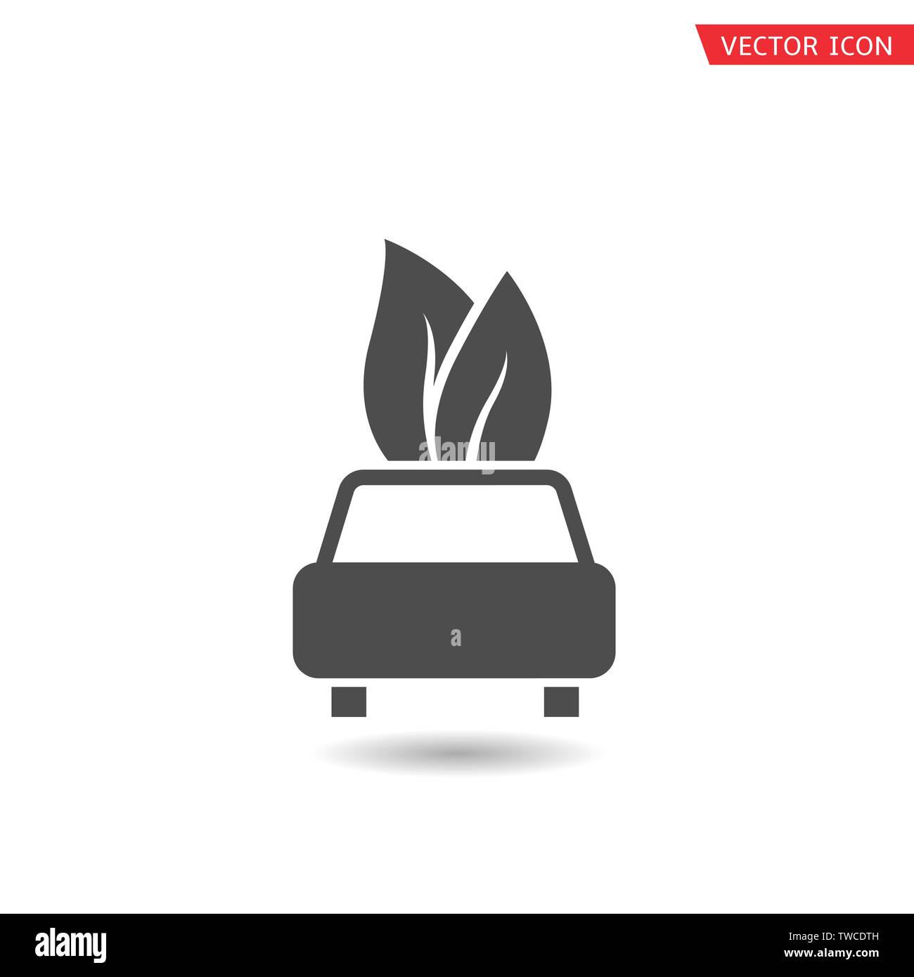 Car with leaves icon. Hybrid auto icon, vector illustration Stock Vector