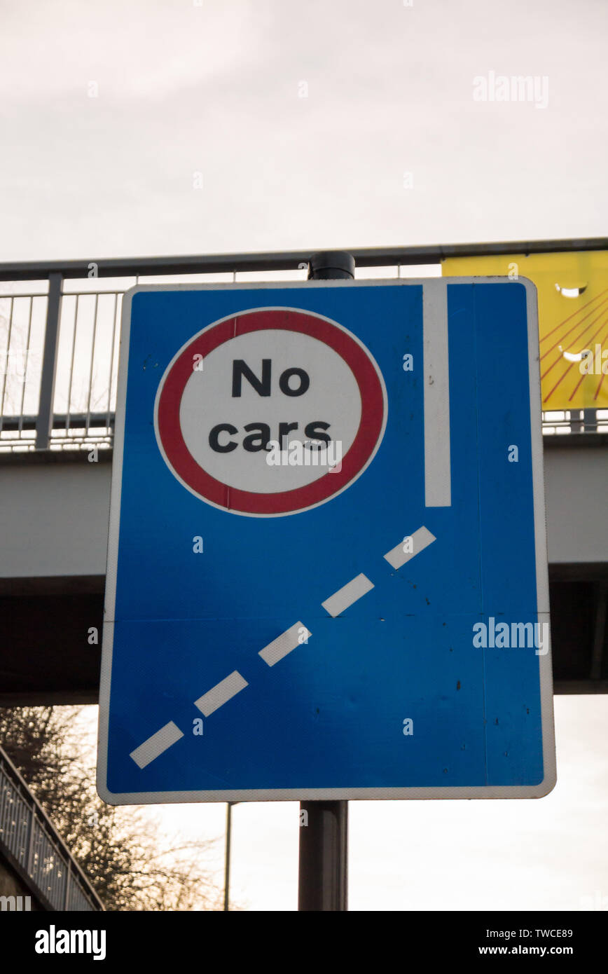 A 'No Car Lane' UK Road Sign Stock Photo