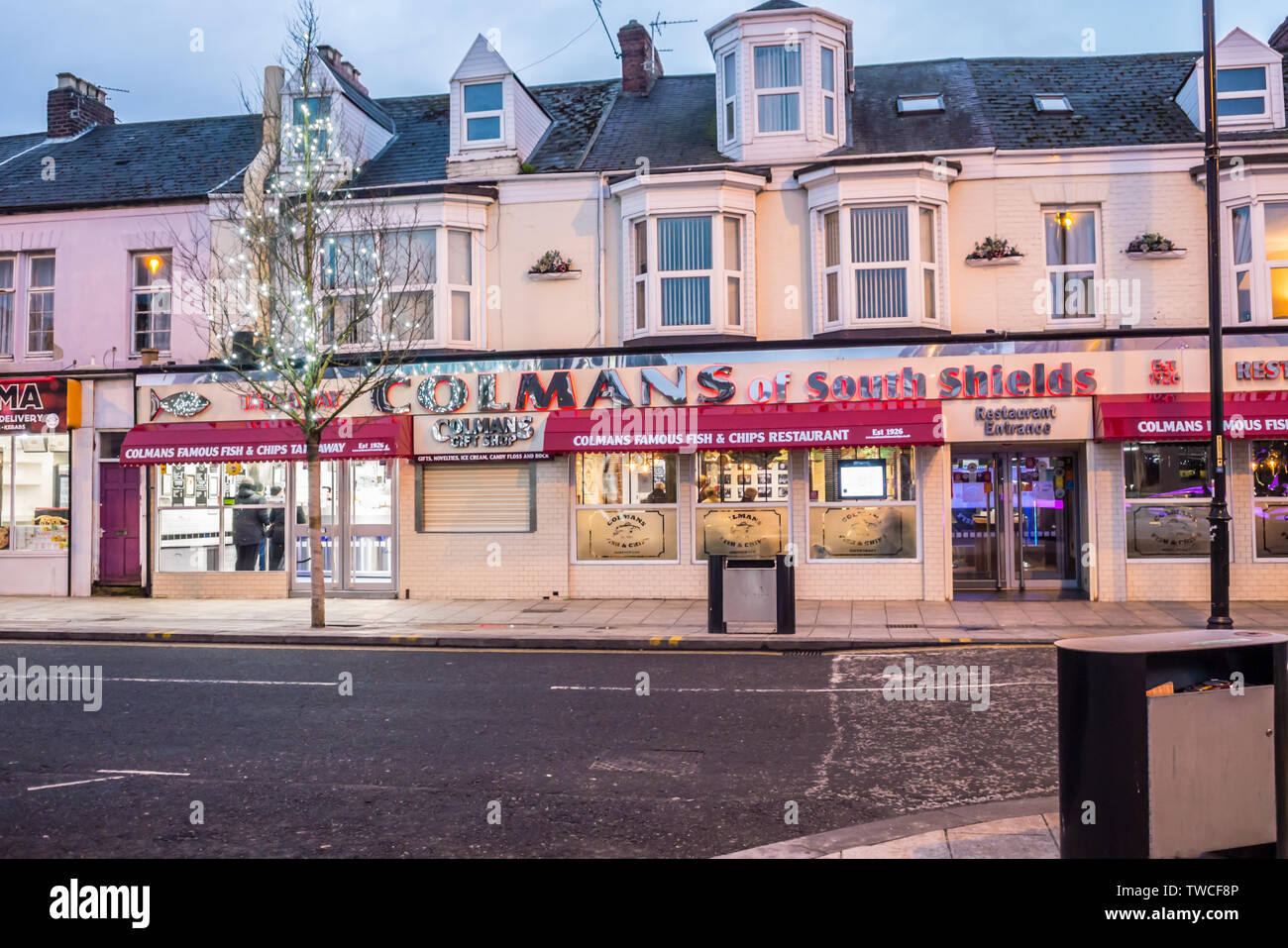 Colman's Fish & Chips Restaurant and Take-Away, South Shields Stock Photo