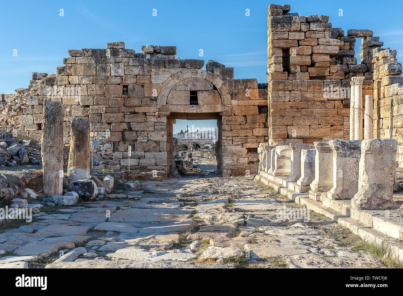 Turkey, a gateway city in the ancient city of Hierapolis in Pamukkale. Stock Photo