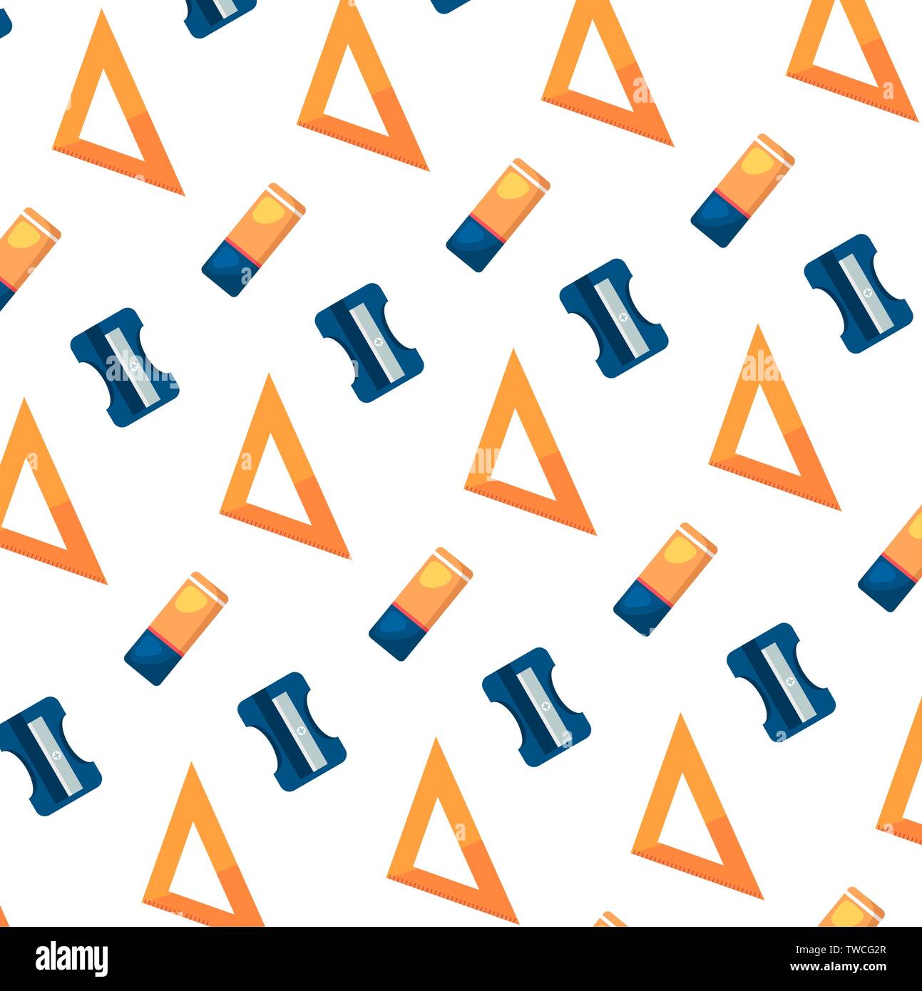 triangle rule with eraser and sharpener pattern Stock Vector Image ...