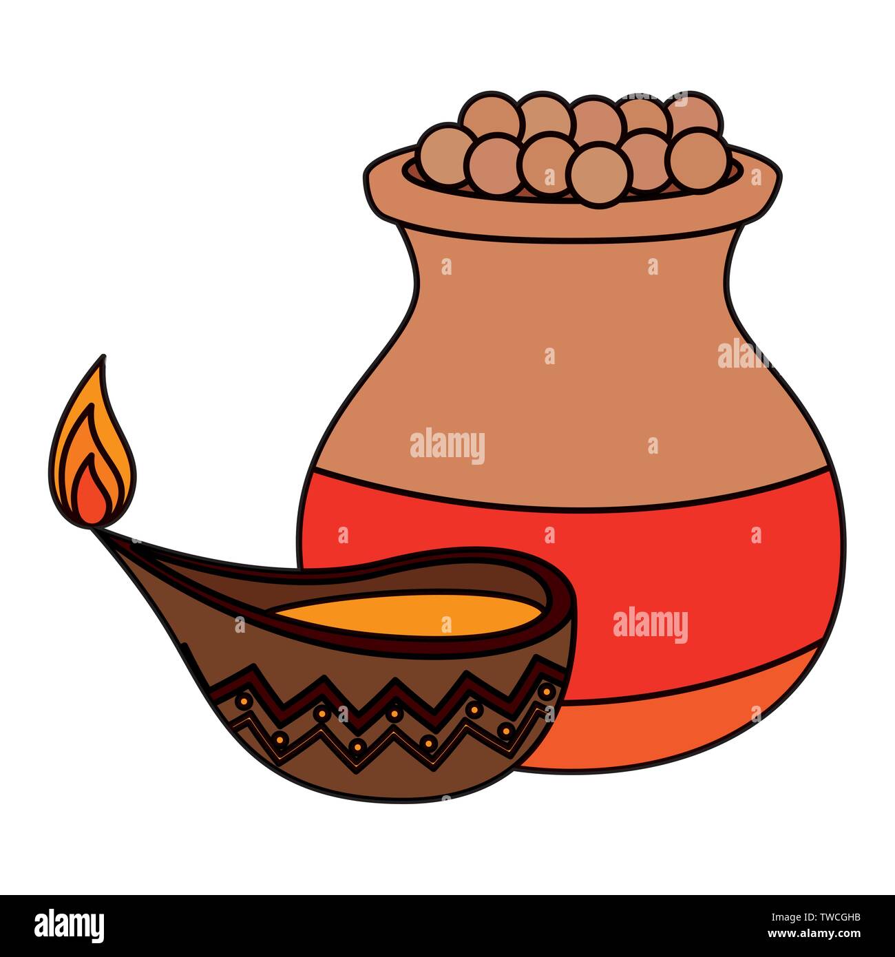 indian ceramic jar with food and candle Stock Vector Image & Art Alamy