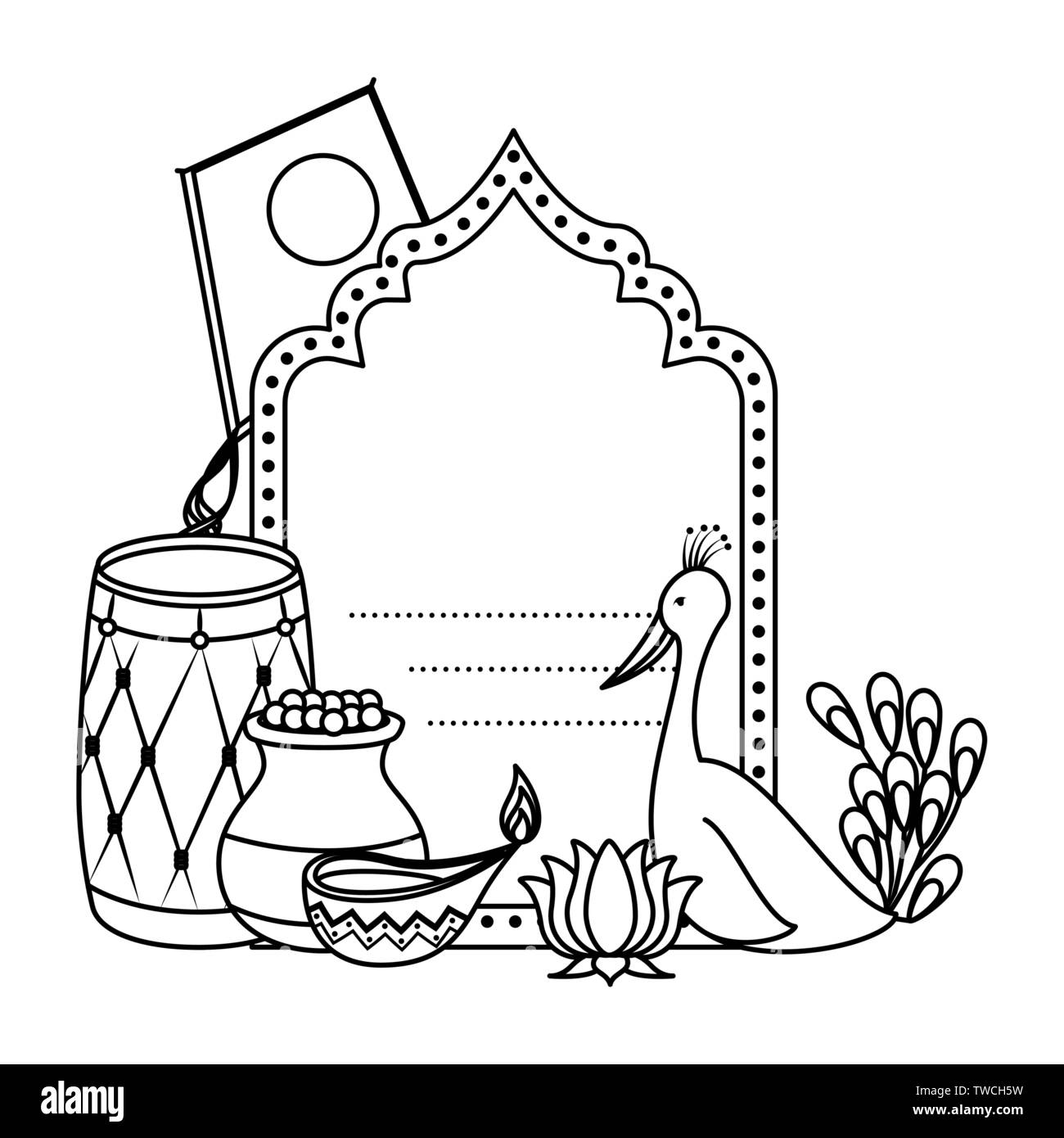 india celebration invitation card with set icons Stock Vector Image ...