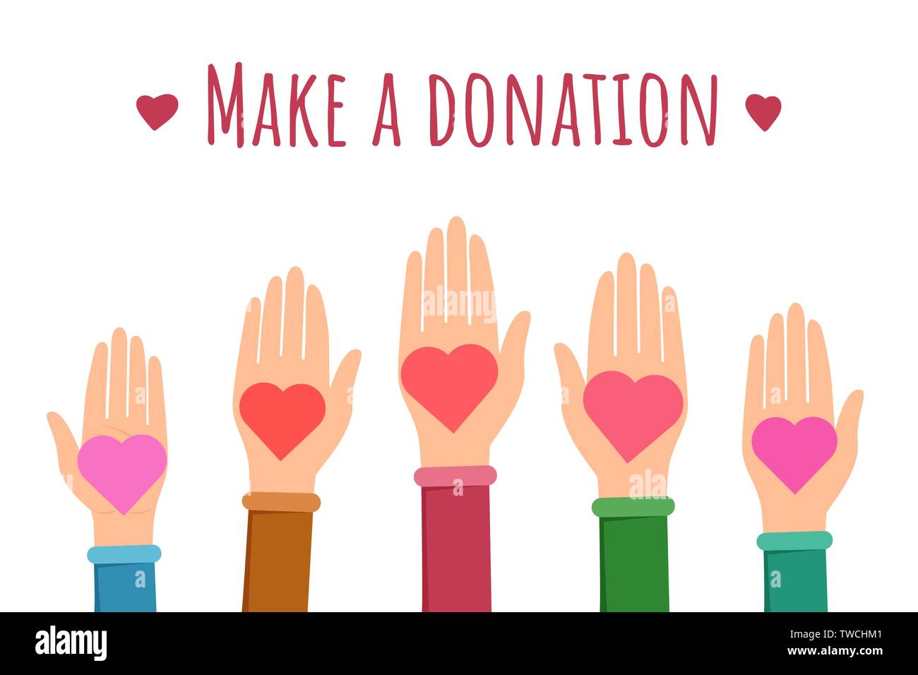 Make a donation flat banner template. Cartoon hands holding hearts  symbolizing community support, money contribution. Charity, volunteering  organization, charitable non profit foundation poster layout Stock Vector  Image & Art - Alamy