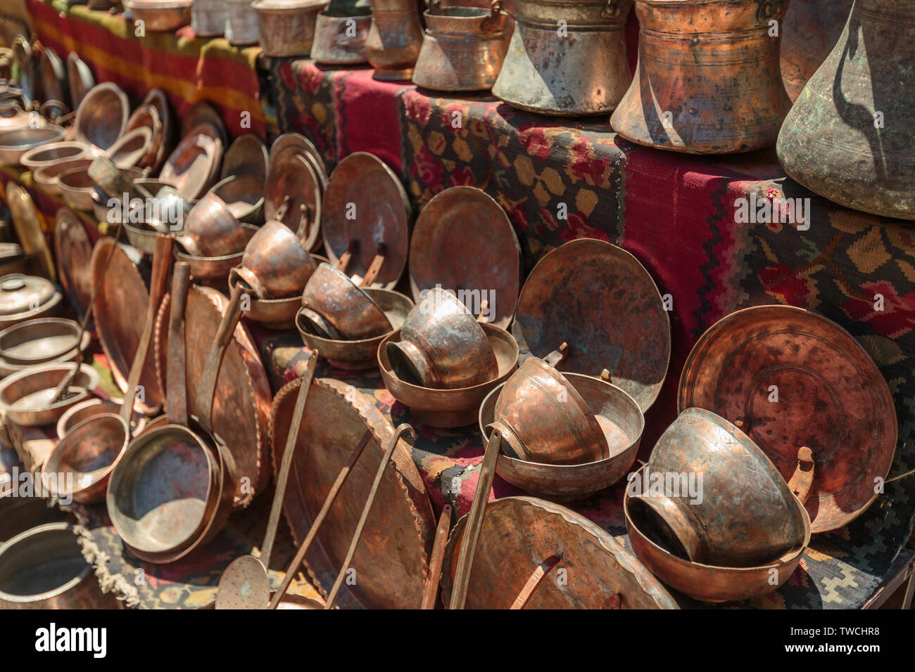 battered and made of metal kitchen utensils Stock Photo