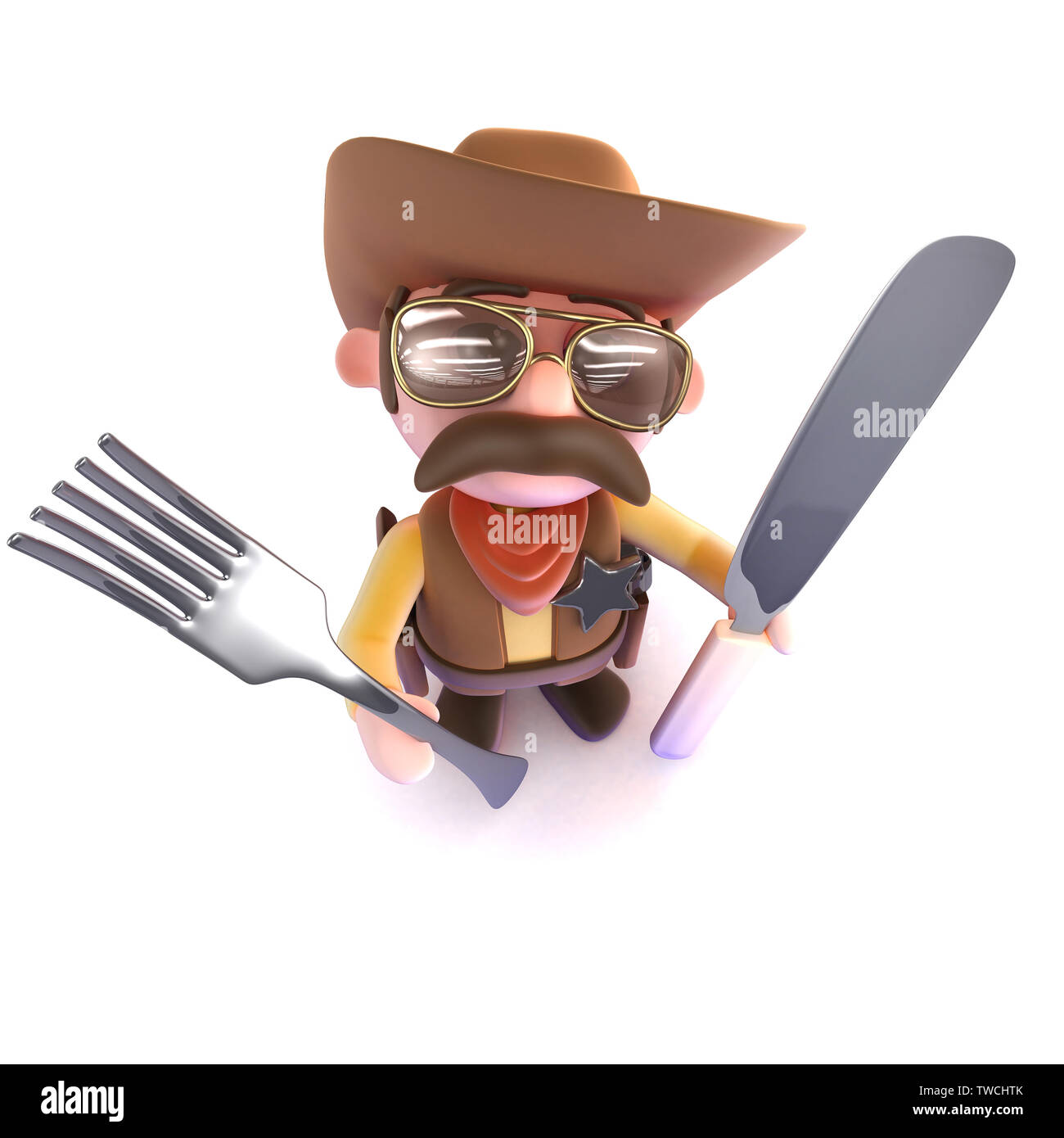 3d character holding knife fork hi-res stock photography and images - Alamy
