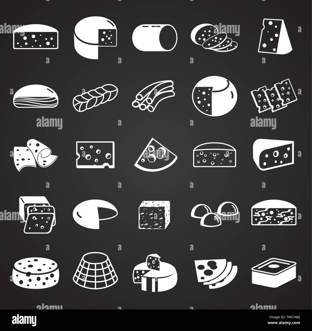 Cheese related icons set on background for graphic and web design ...