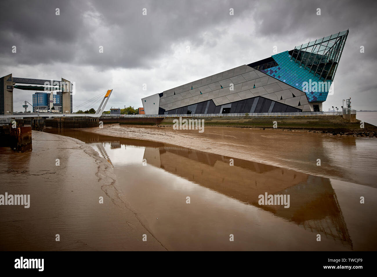 Kingston upon Hull port city East Yorkshire Depp, a Huge aquarium situated at Sammy's Point, Humber Estuary building designed by Sir Terry Farrell Stock Photo