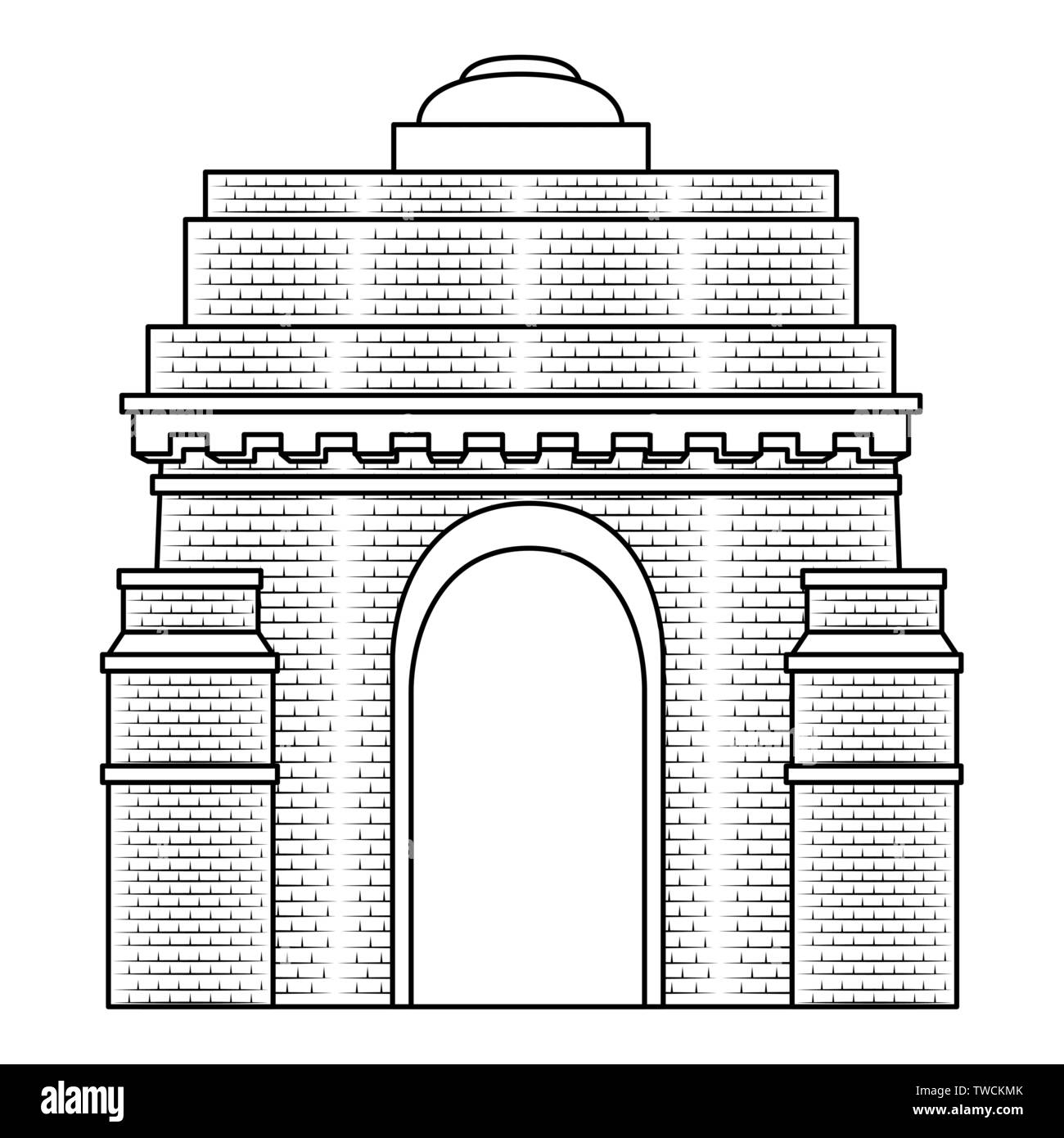indian gate arch monument icon Stock Vector