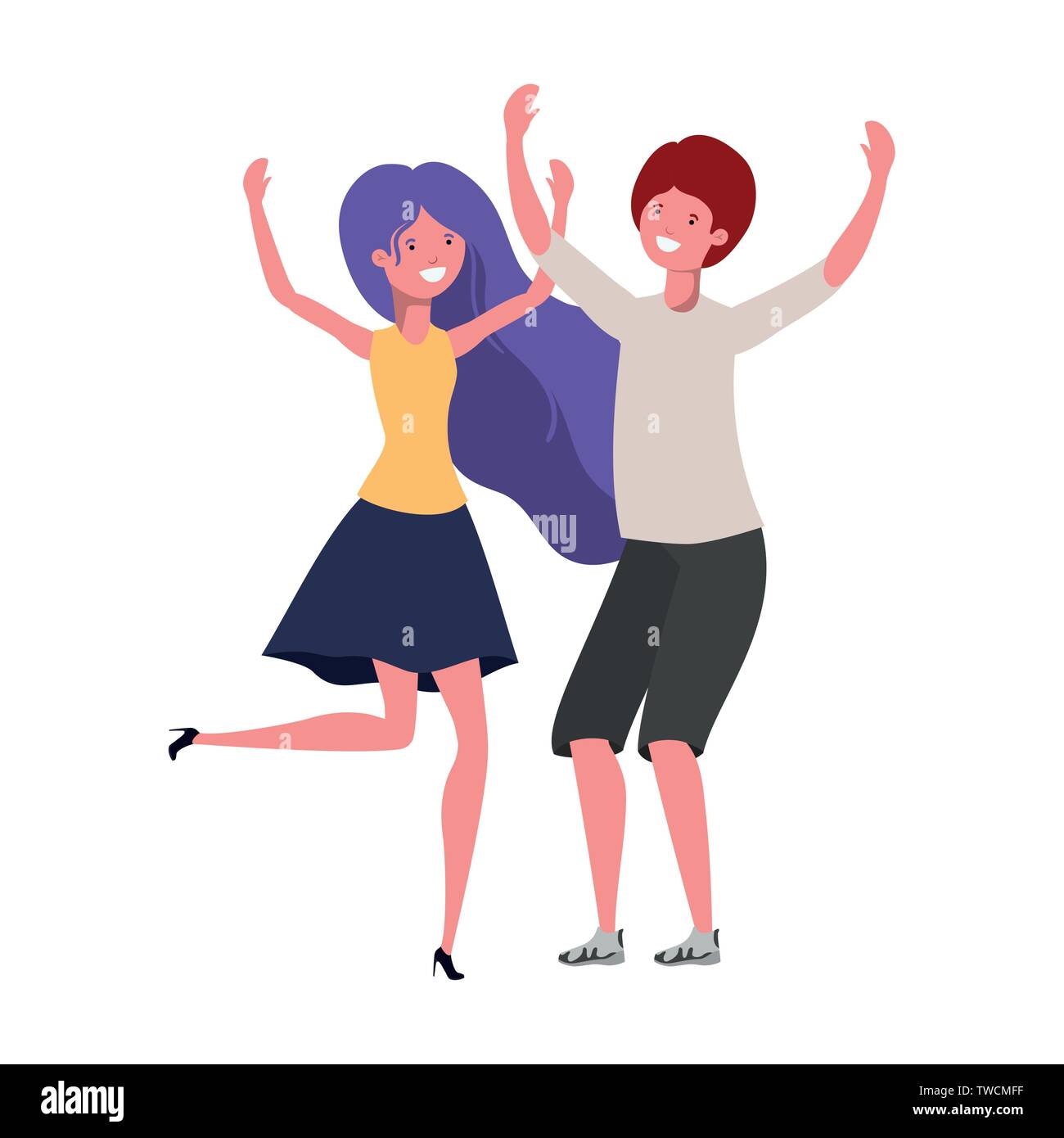 young couple dancing in white background Stock Vector Image & Art - Alamy