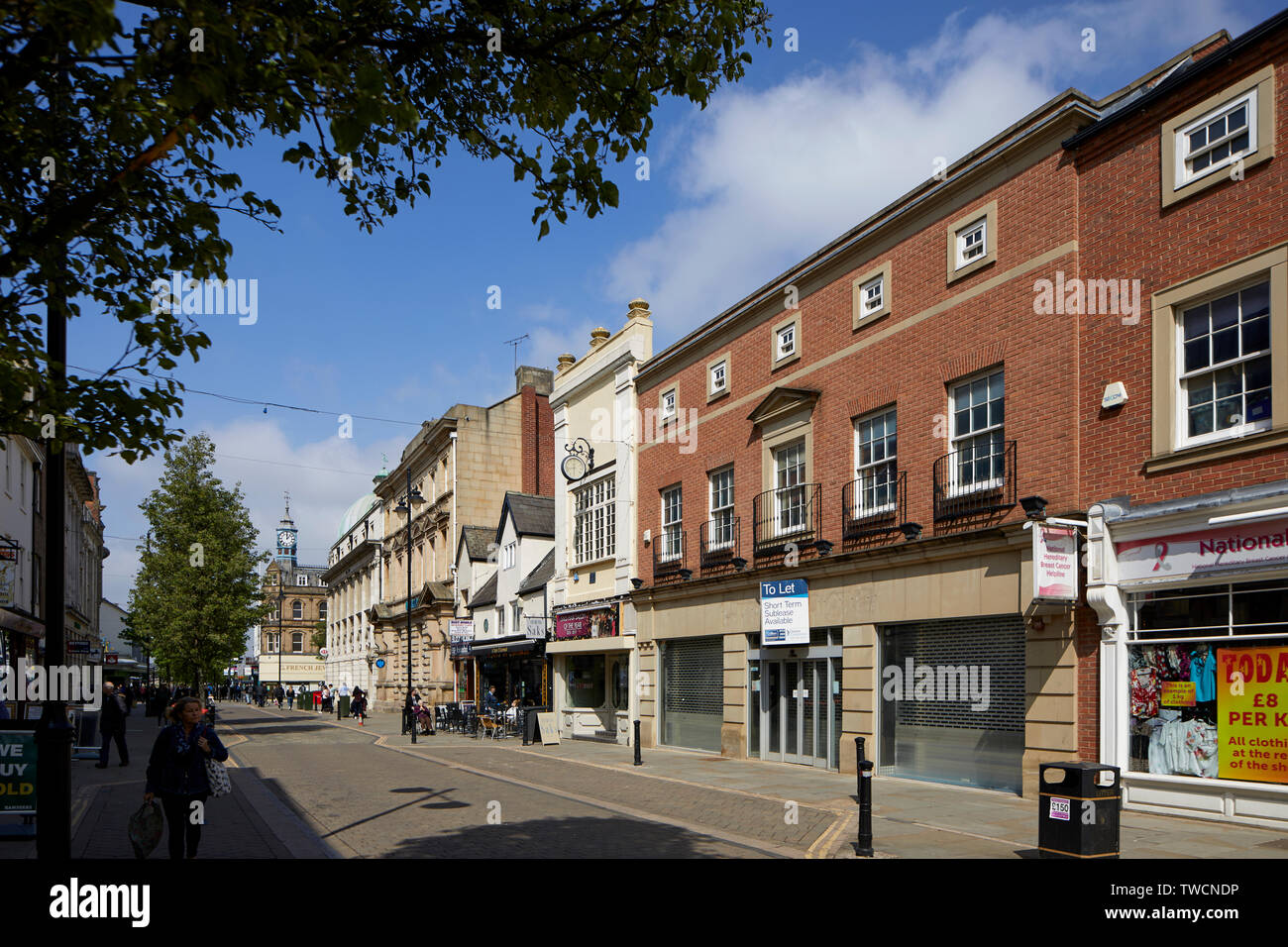 Doncaster town centre, South Yorkshire shops on High Street Stock Photo Alamy