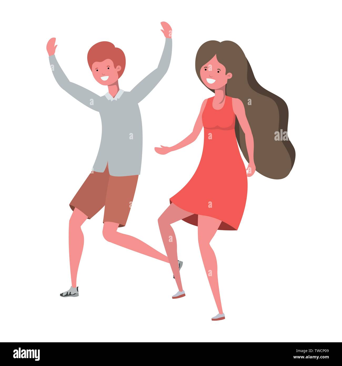 young couple dancing in white background Stock Vector Image & Art - Alamy