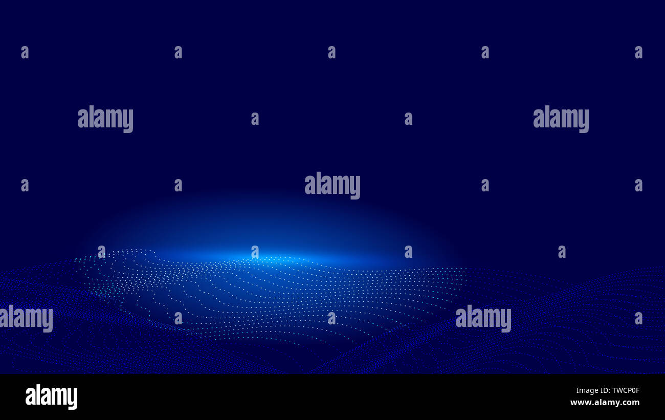 Flow particle composition world big data background, vector network technology big data background Stock Photo