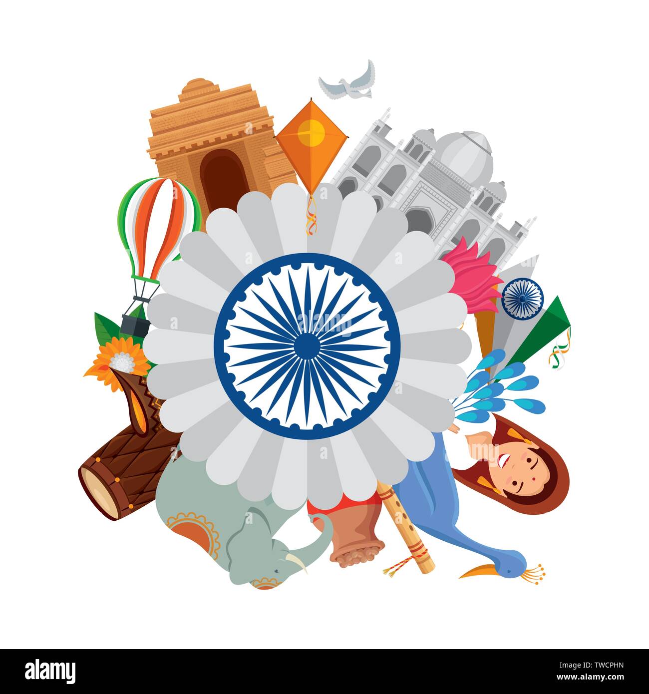 ashoka chakra indian with set icons frame Stock Vector Image & Art Alamy