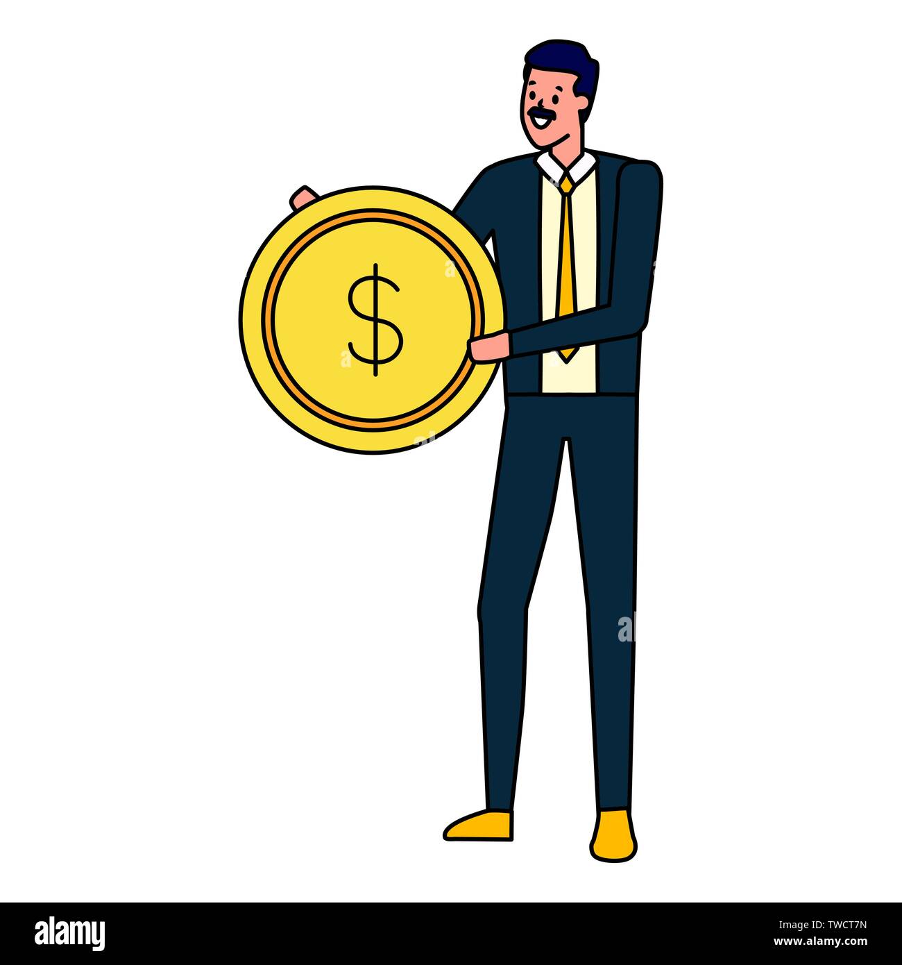 businessman holding coin money dollar vector illustration Stock Vector ...