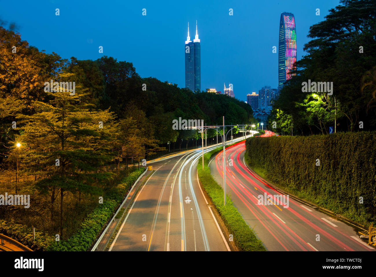 View of High rise building expressway and transportation system hi-res stock ...