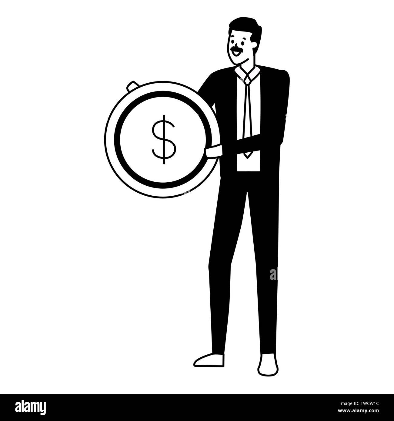 businessman holding coin money dollar vector illustration Stock Vector ...