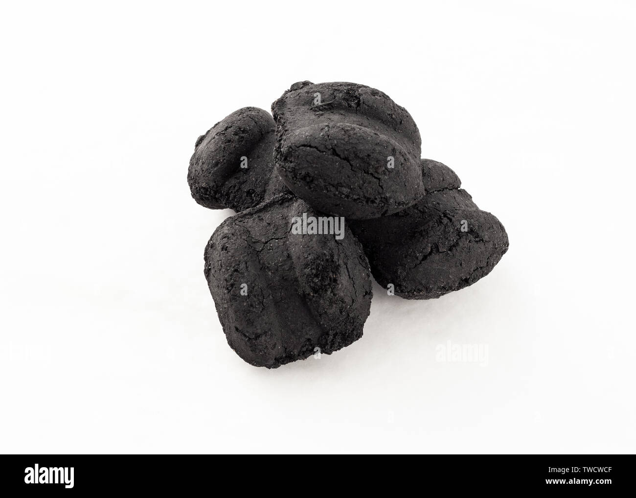dark charcoal briquettes for bbq black Stock Photo Alamy