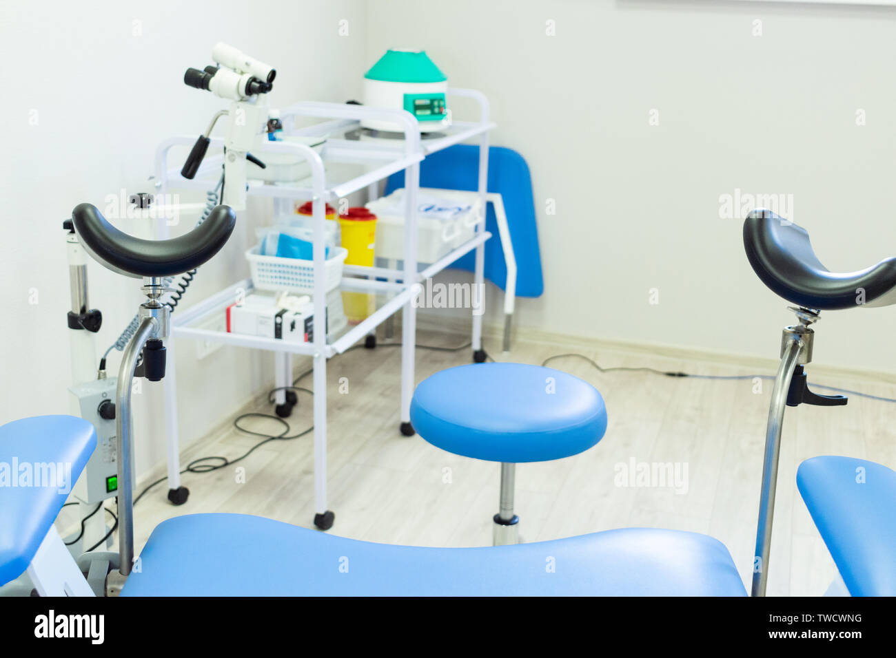 gynecological chair. medical equipment. doctor's office. medical Center. medical checkup Stock
