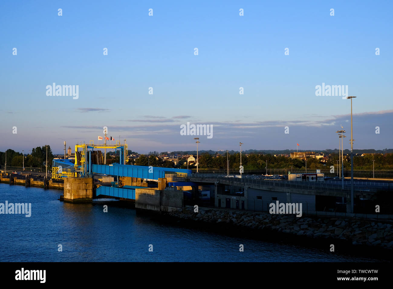 Caen-Ouistreham ferry port in the early morning Stock Photo