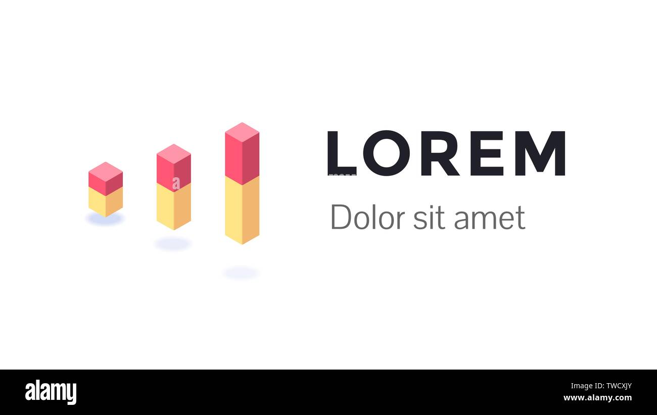 Business analytics visualisation technology. Internet and networking logo design concept isometric vector illustration. Isolated on white background. Place for text Stock Vector