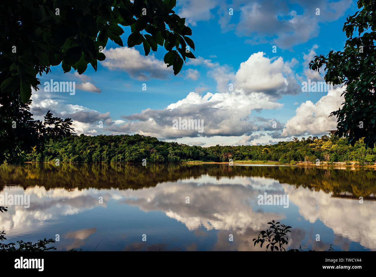 Afternoon time by the lake of Cesamar Park in the city of Palmas, State of Tocantins in Brazil Stock Photo