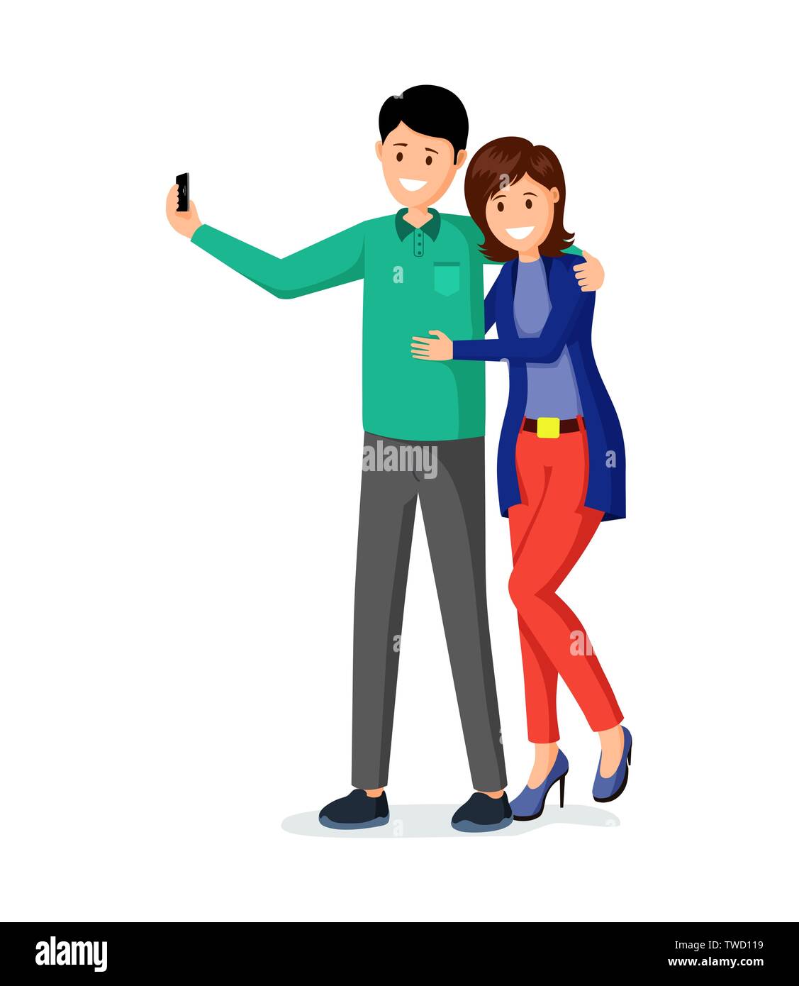 Husband and wife taking selfie vector illustration. Happy married couple in  casual clothes cartoon characters. Romantic date, cheerful young pair,  romance, relationship isolated flat design element Stock Vector Image & Art  -
