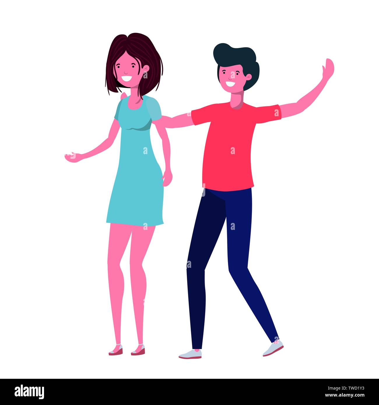 young couple dancing in white background Stock Vector Image & Art - Alamy
