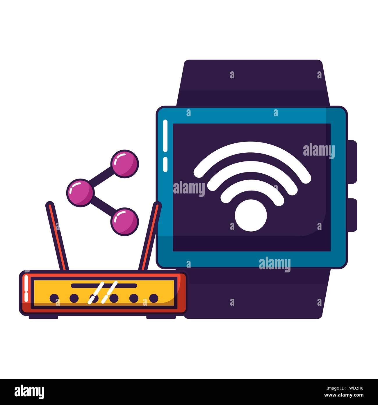smart watch router share wifi free connection vector illustration Stock ...