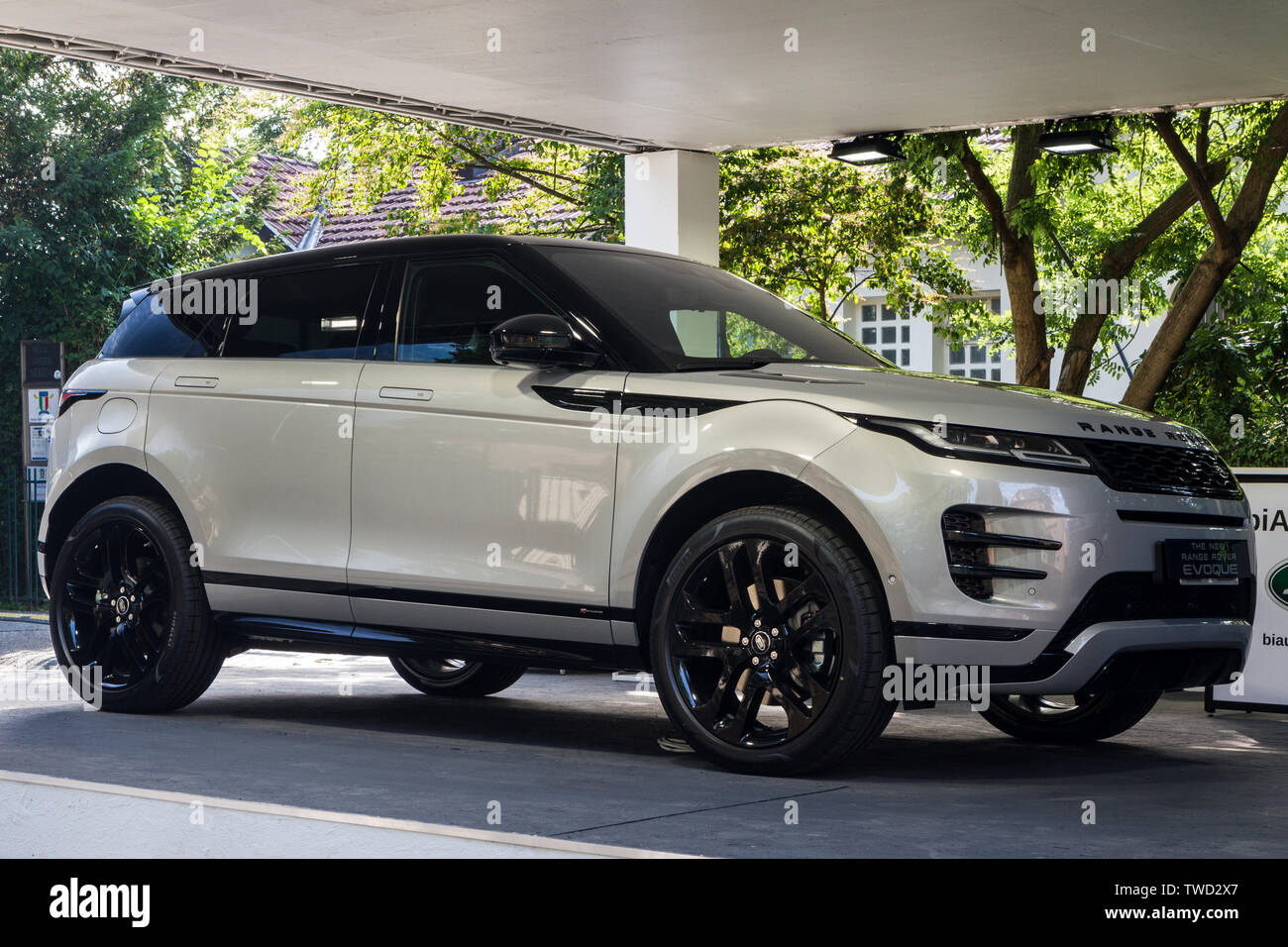 A Range Rover Evoque. 2019 edition of Parco Valentino car show hosts cars by many brands and car designers inside Valentino Park in Torino, Italy. Stock Photo