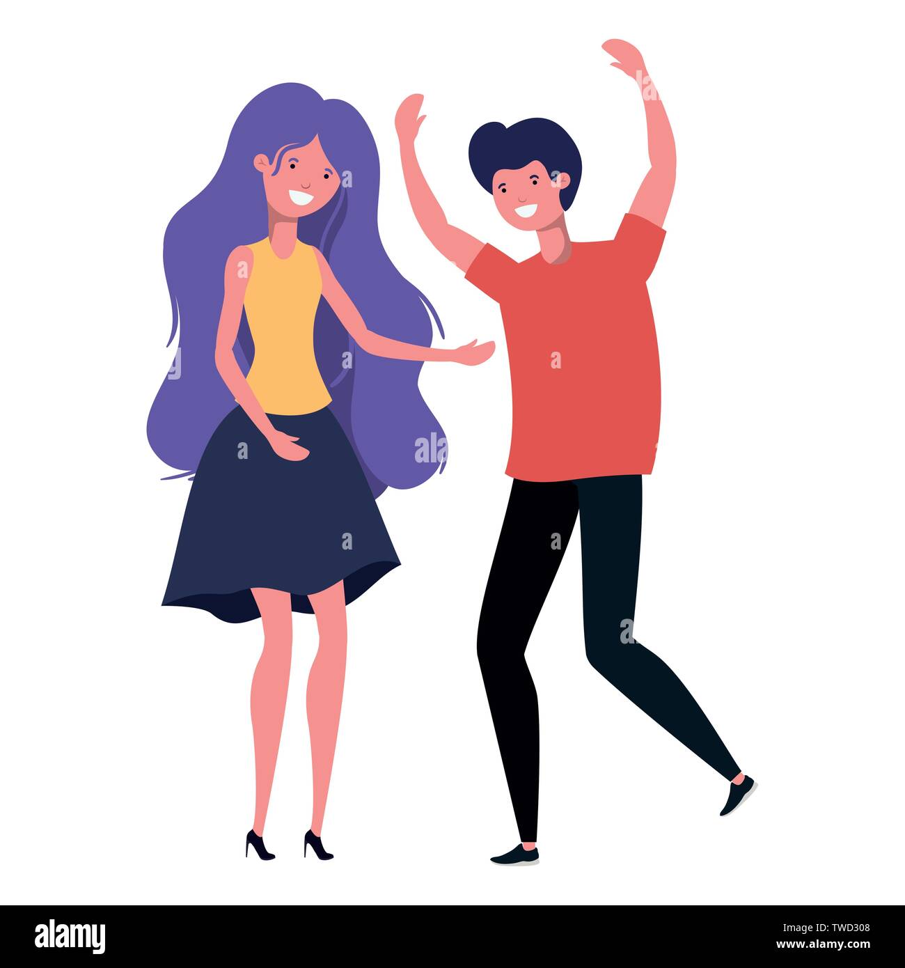 young couple dancing in white background Stock Vector Image & Art - Alamy